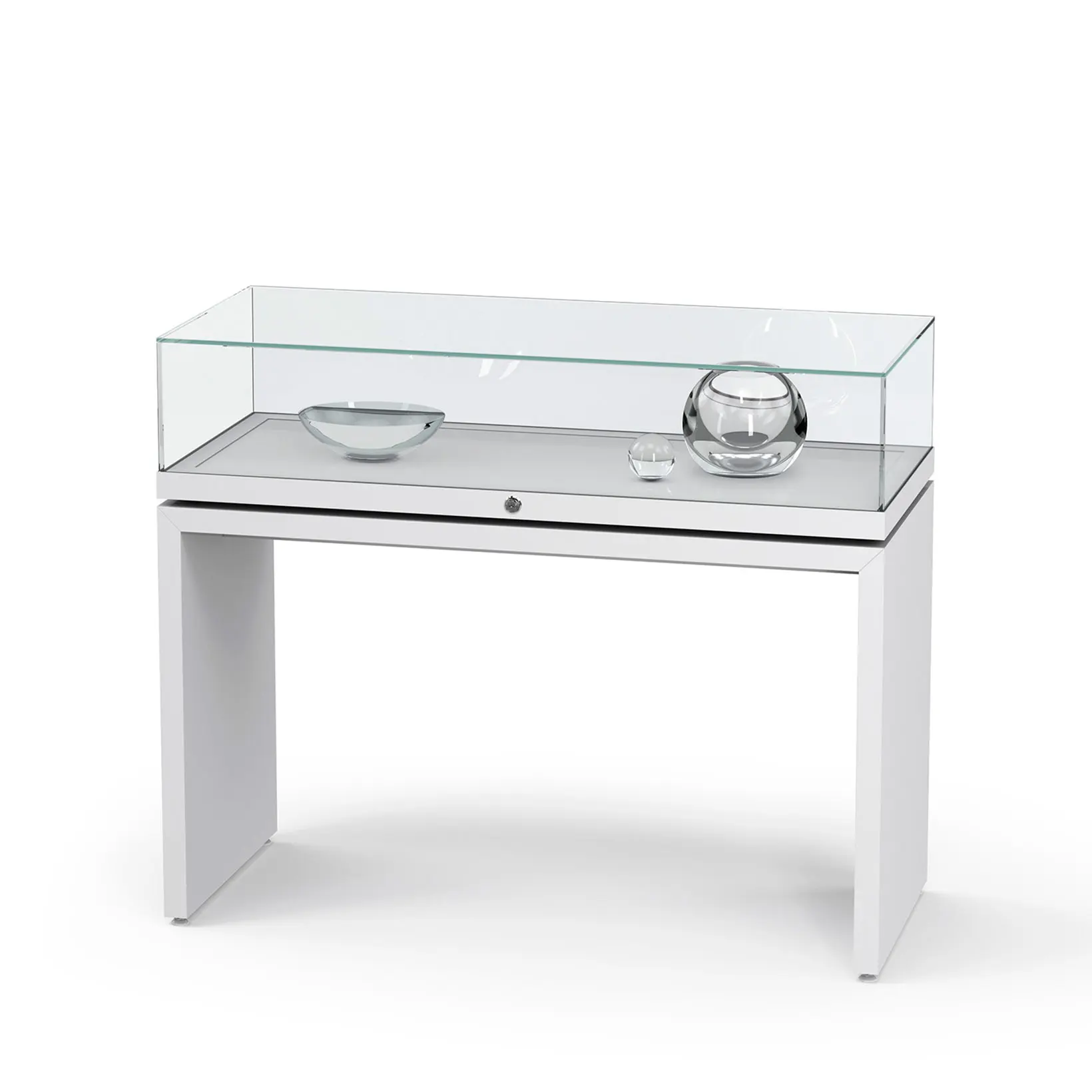 Tischvitrine Ganzglas mit Wangen 1200