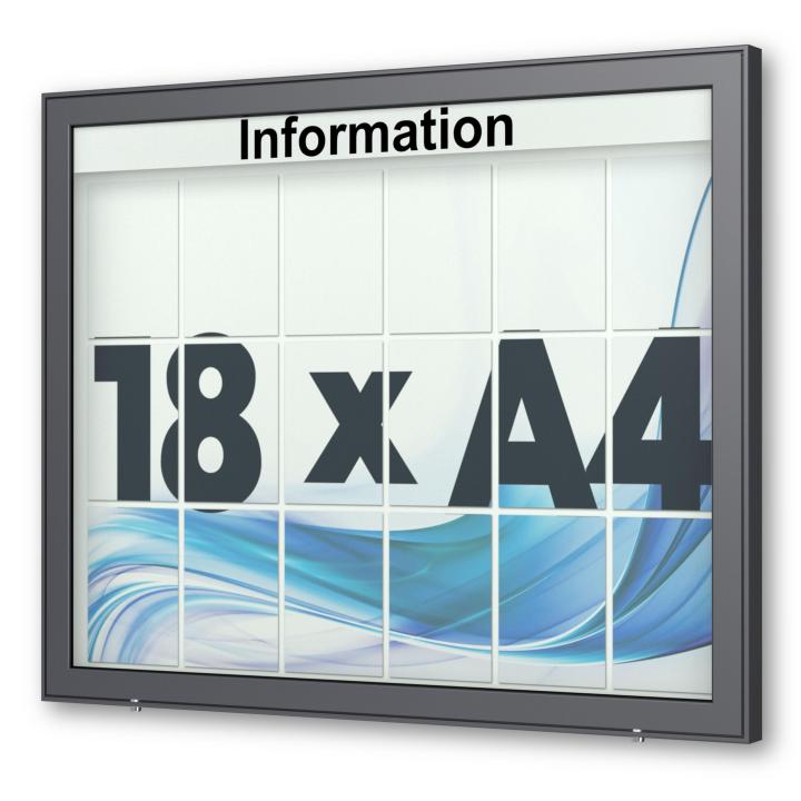 planus-b-65-18a4-a360-304-schaukasten-wand-7016-w-z 18 x DIN A4 Schaukasten Planus - Wandmontage - anthrazit (DB 703)