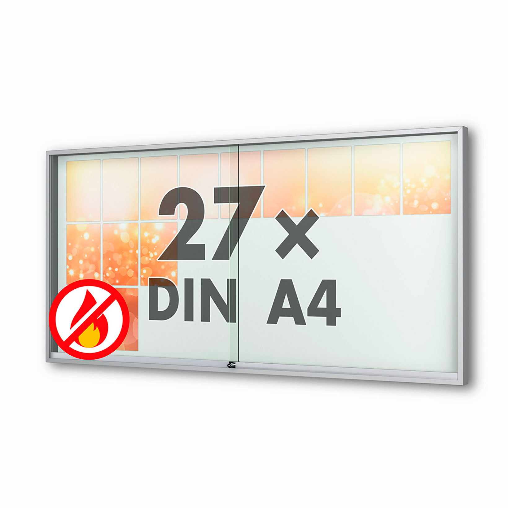 27 x DIN A4 Schaukasten Fortis mit Schiebetüren - 80 mm Bautiefe 27 x DIN A4 Schaukasten Fortis mit Schiebetüren - 80 mm Bautiefe