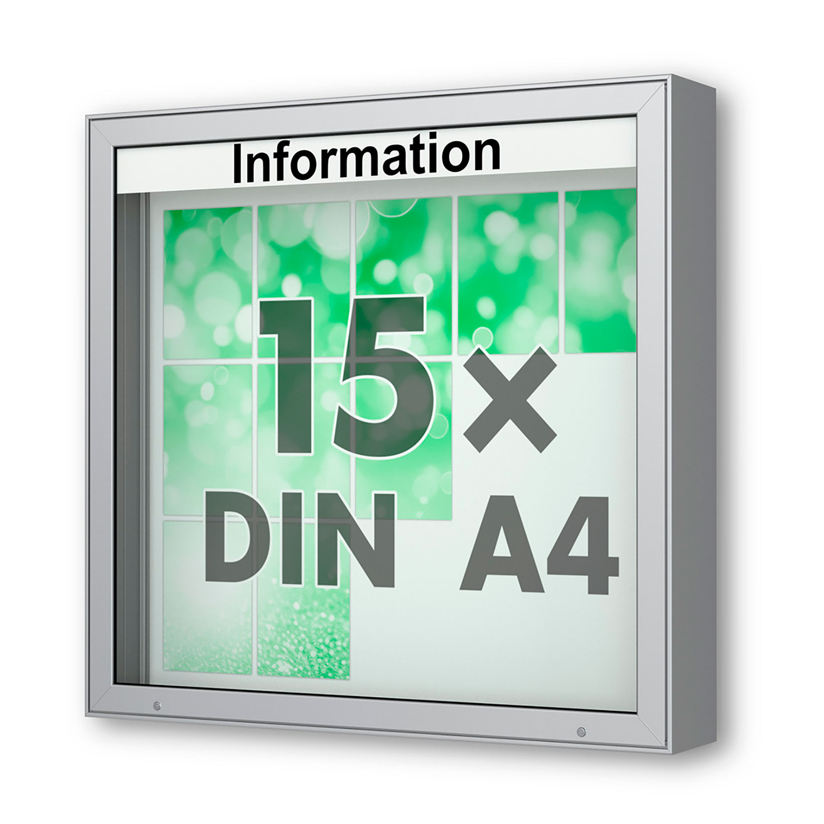 15 x DIN A4 Schaukasten Plenum eckig - der "Klassiker" - 210mm Bautiefe - Wandschaukasten optionaler LED-Beleuchtung